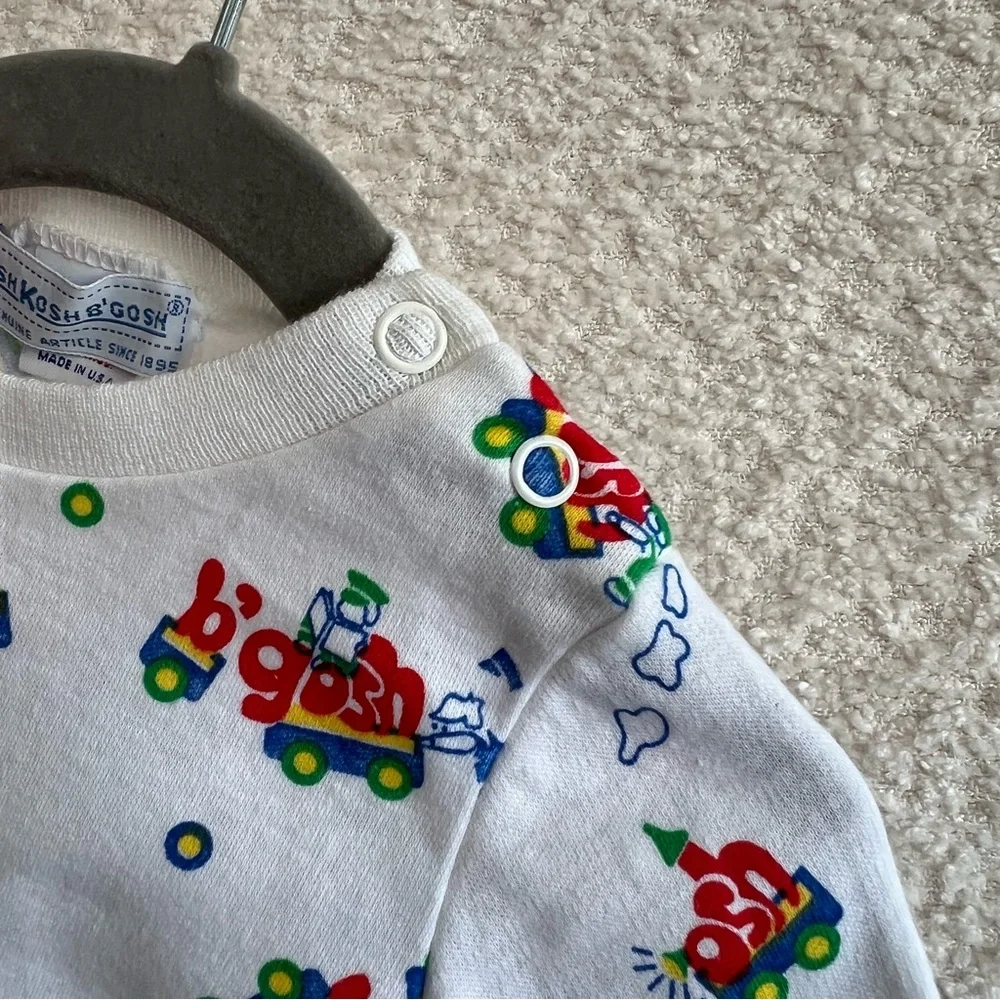 OshKosh B’Gosh NWT Infant Vintage Trains‎ Long Sleeve Shirt Size 3-6 Months